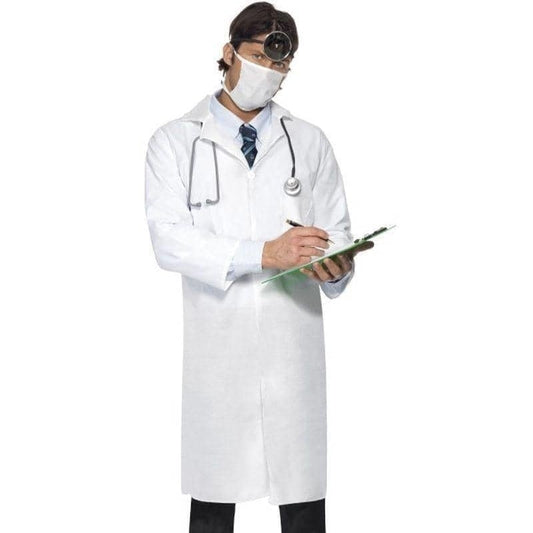 Doctors Costume Adult White Coat Mask 1