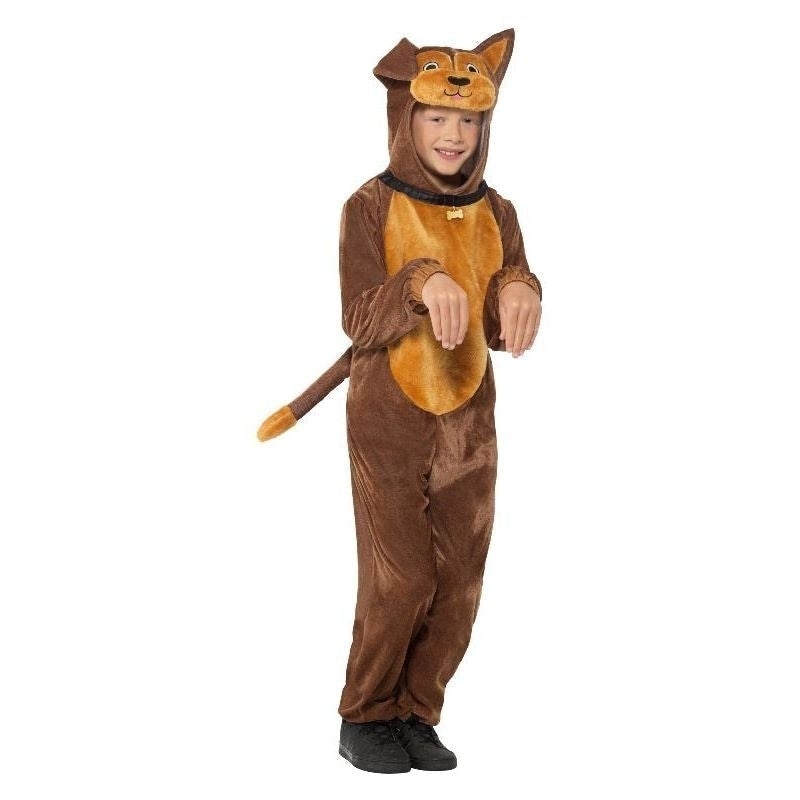 Dog Costume Kids Brown Hooded Jumpsuit 1