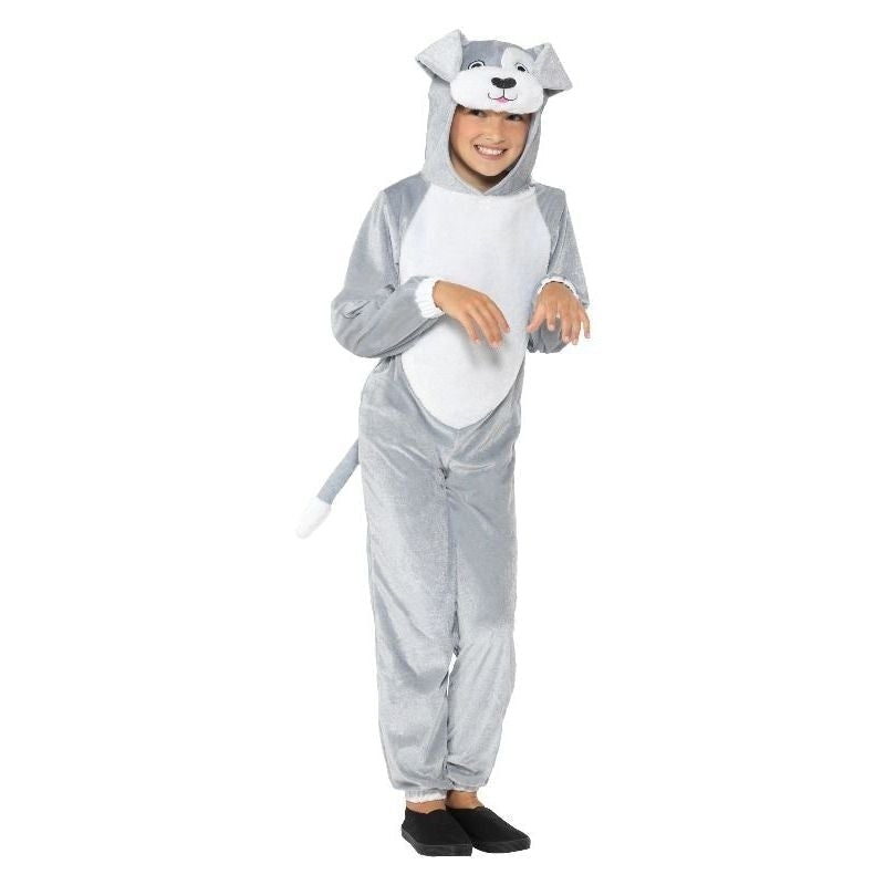 Dog Costume Kids Grey Hooded Jumpsuit 2