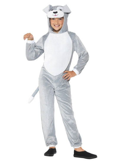 Dog Costume Kids Grey Hooded Jumpsuit 5