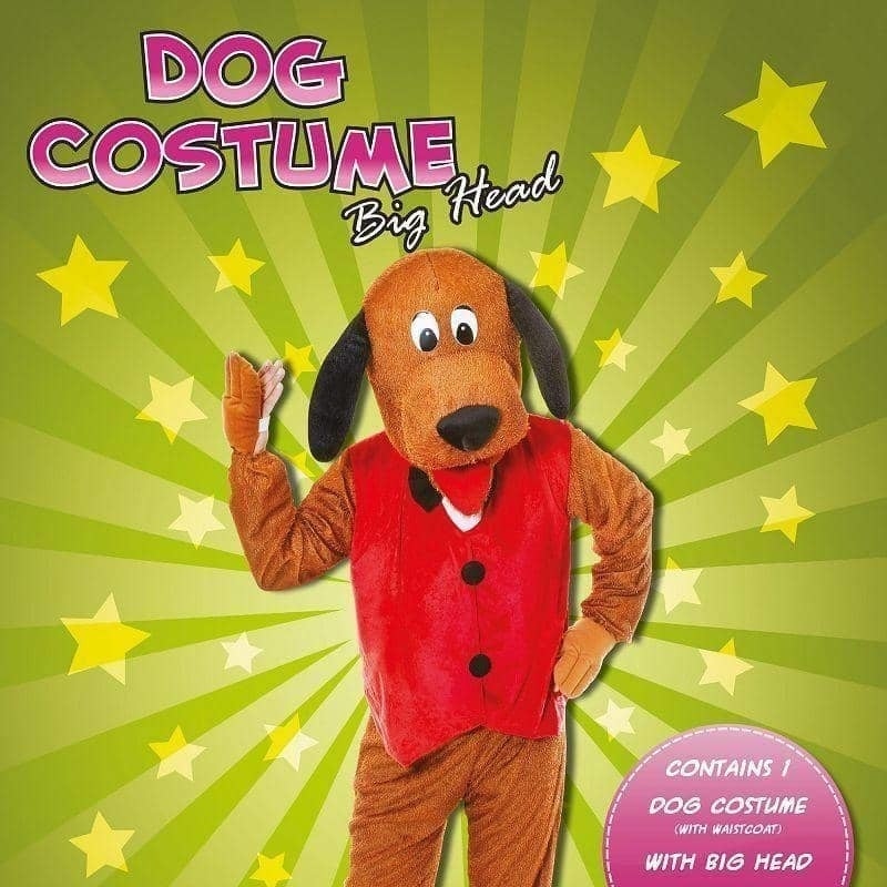 Size Chart Dog with Waistcoat Big Head Mascot Adult Costume