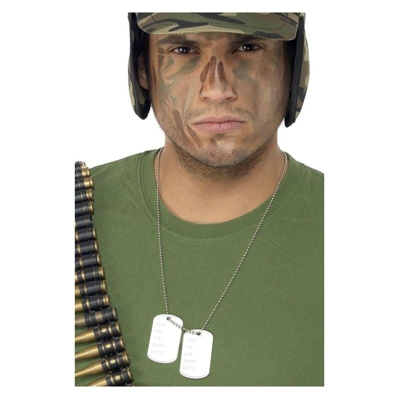 Dogtags On Chain Adult Silver Aluminium Military Costume Accessory 2