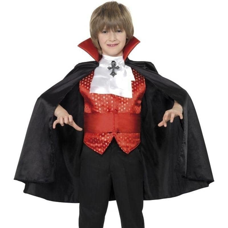 Dracula Boy Costume Kids Black Red_1