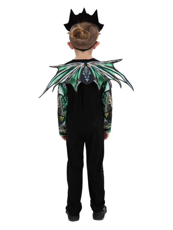 Dragon Costume Kids Green Jumpsuit Mask with Wings 3