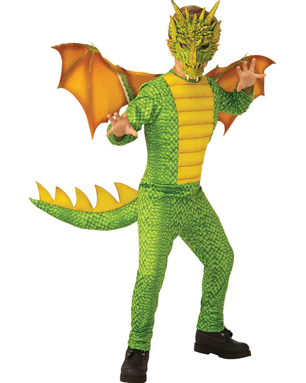 Dragon Green Child Costume 3D Mask and Scales 1