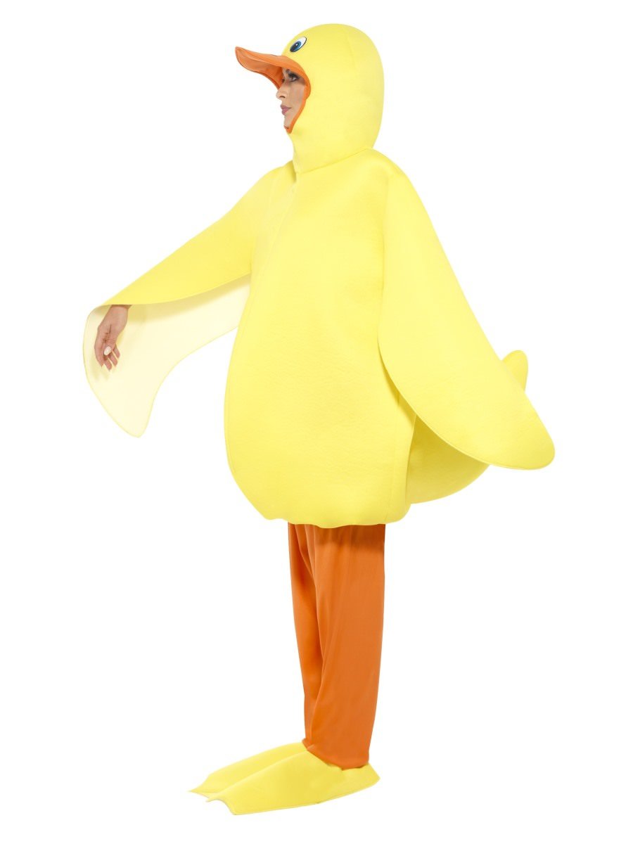 Duck Costume Adult Yellow Bodysuit Trousers Attached Headpiece and Feet Covers 2