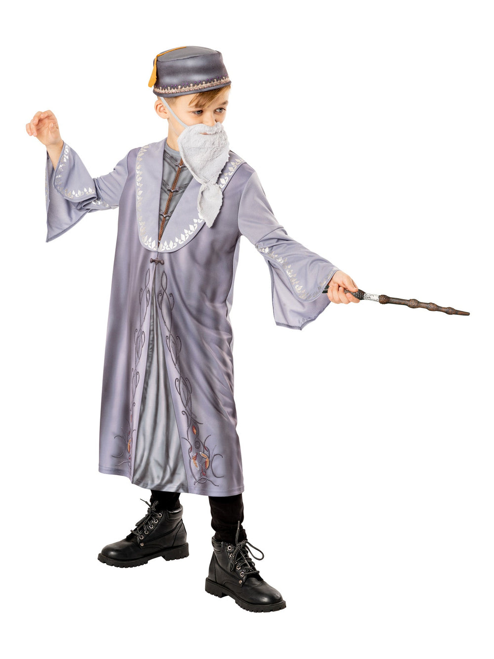 Dumbledore Wizard Costume Kids Grey Headmaster Robes_2