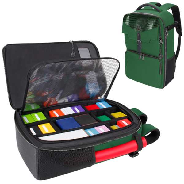 TCG Trading Card Backpack Collectors Edition Green Playmat by Enhance 1