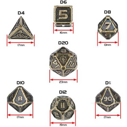Tabletop Rpgs 7PC Metal RPG Dice Ancient Bronze Dice Set by Enhance 2