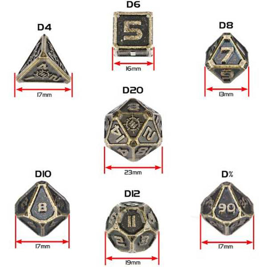 Tabletop Rpgs 7PC Metal RPG Dice Ancient Bronze Dice Set by Enhance 2