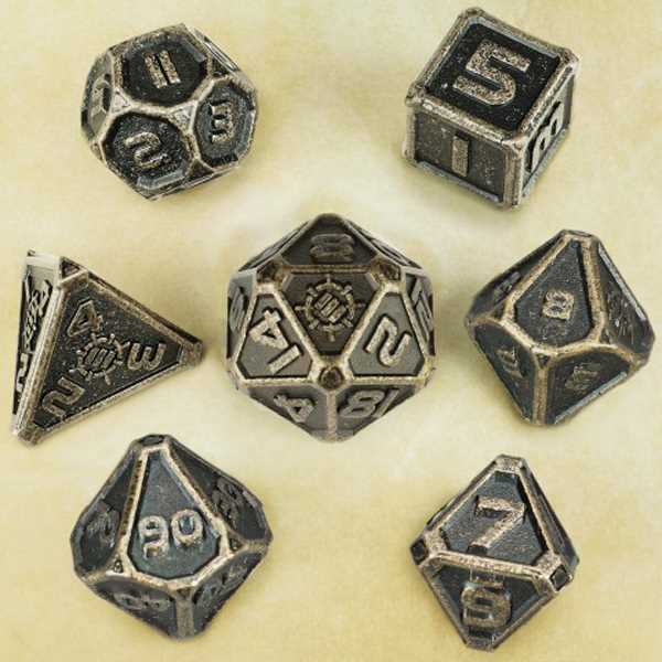 Tabletop Rpgs 7PC Metal RPG Dice Ancient Bronze Dice Set by Enhance 5