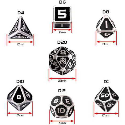 Tabletop Rpgs Collectors Edition 7PC Enamel Dice Set with Drawstring Pouch Black 2