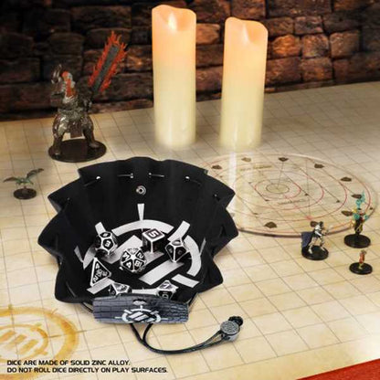 Tabletop Rpgs Collectors Edition 7PC Enamel Dice Set with Drawstring Pouch Black 6