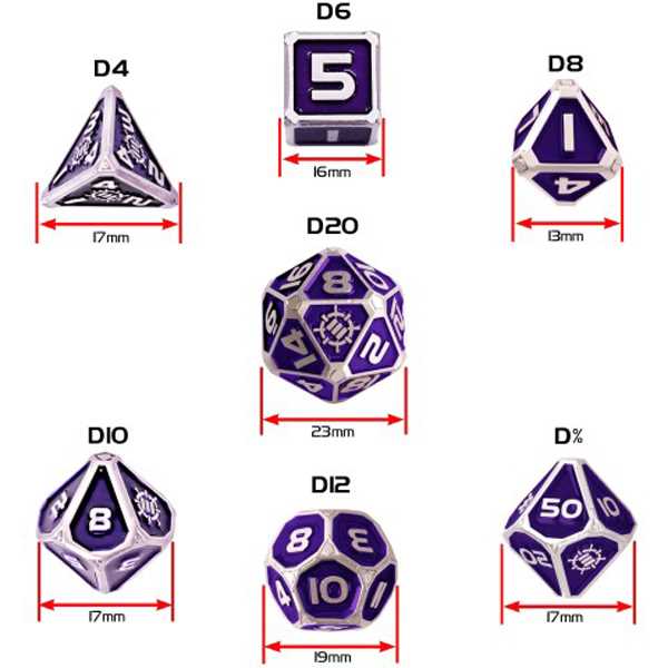 Tabletop Rpgs Collectors Edition 7PC Enamel Dice Set with Drawstring Pouch Purple 2