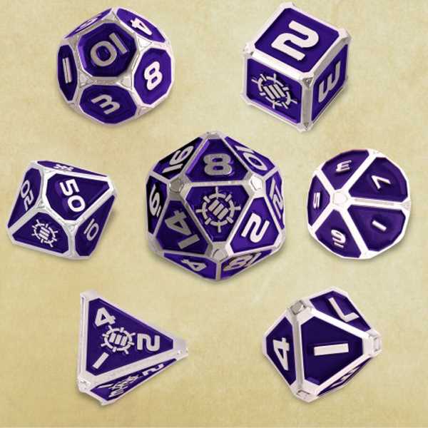 Enhance Tabletop RPGs Collectors Edition 7pc Enamel Dice Set with Drawstring Pouch (Purple)