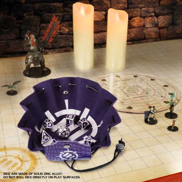 Enhance Tabletop RPGs Collectors Edition 7pc Enamel Dice Set with Drawstring Pouch (Purple)