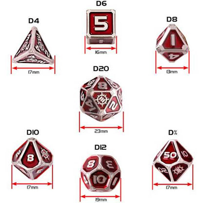 Tabletop Rpgs Collectors Edition 7PC Enamel Dice Set with Drawstring Pouch Red 2