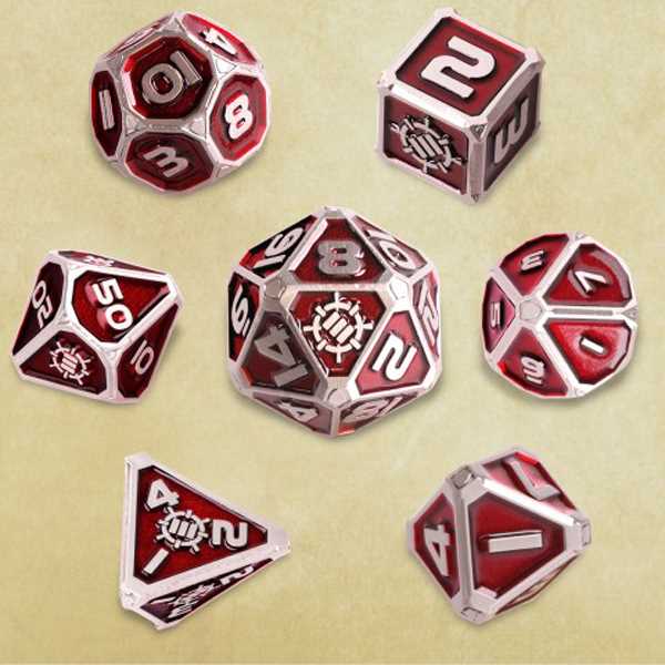 Enhance Tabletop RPGs Collectors Edition 7pc Enamel Dice Set with Drawstring Pouch (Red)