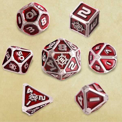 Tabletop Rpgs Collectors Edition 7PC Enamel Dice Set with Drawstring Pouch Red 5