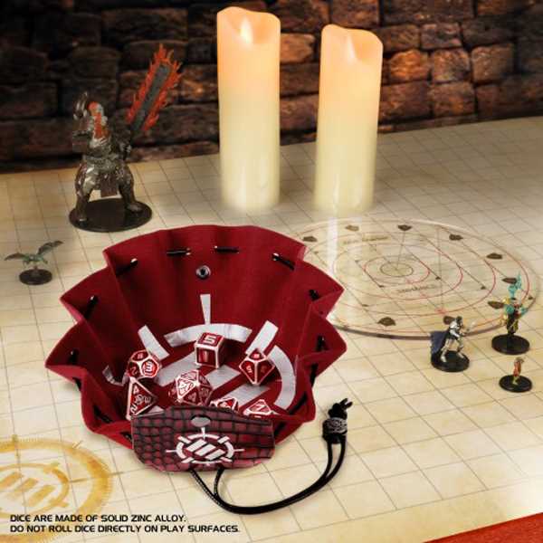 Enhance Tabletop RPGs Collectors Edition 7pc Enamel Dice Set with Drawstring Pouch (Red)