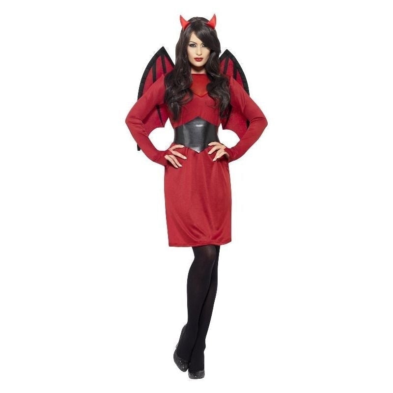 Devil Costume Red Dress Wings Belt Horns Sexy Adult Demon Outfit 1