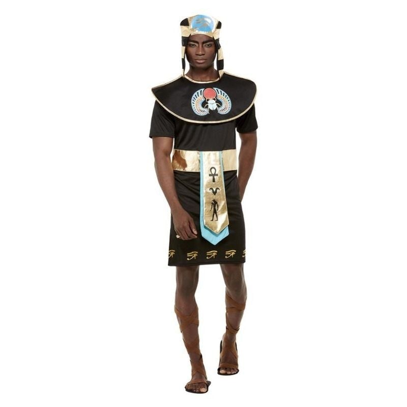 Egyptian King Costume Black Tunic and Headdress Tutankhamun Style 1