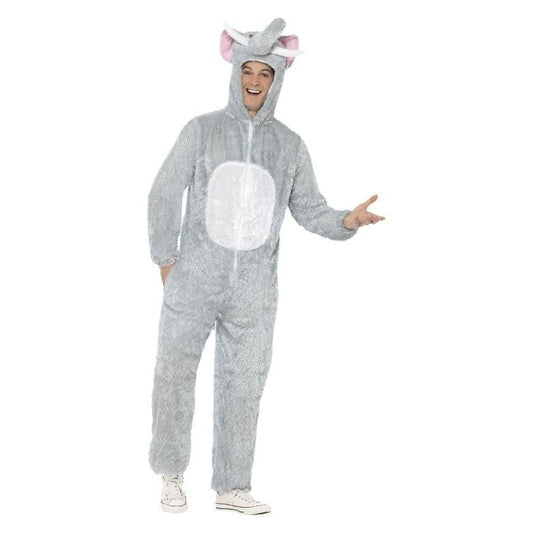 Elephant Costume Adult Grey Jumpsuit with Hood Tail 2