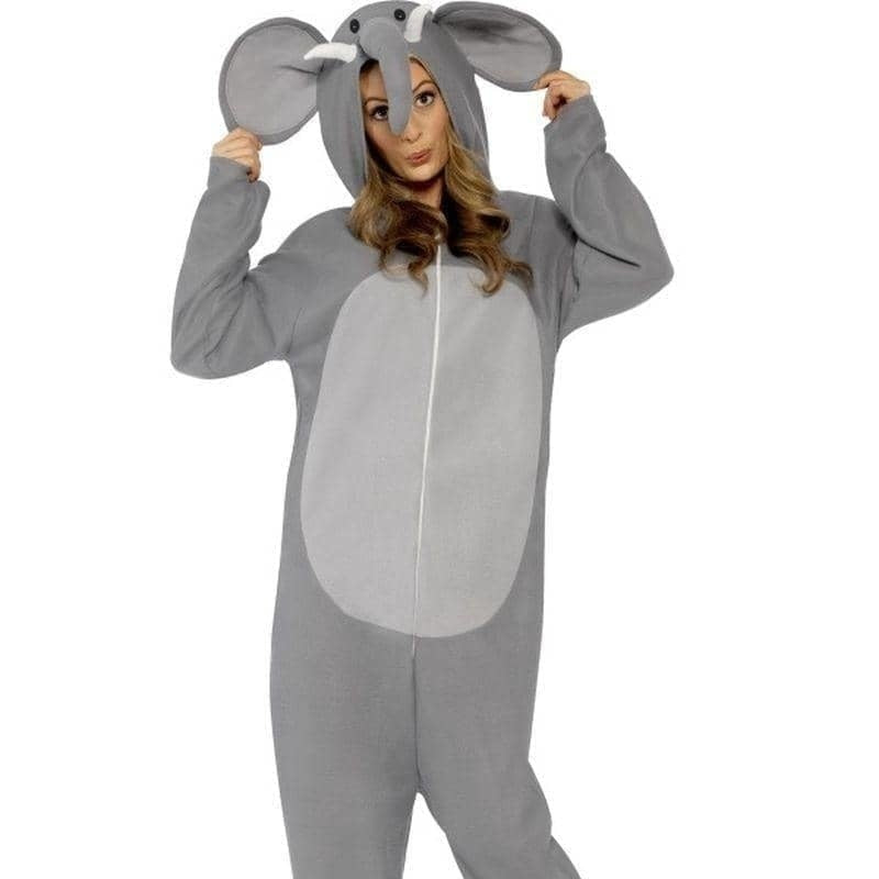 Elephant Costume with Hood Adult Grey Onesie 1