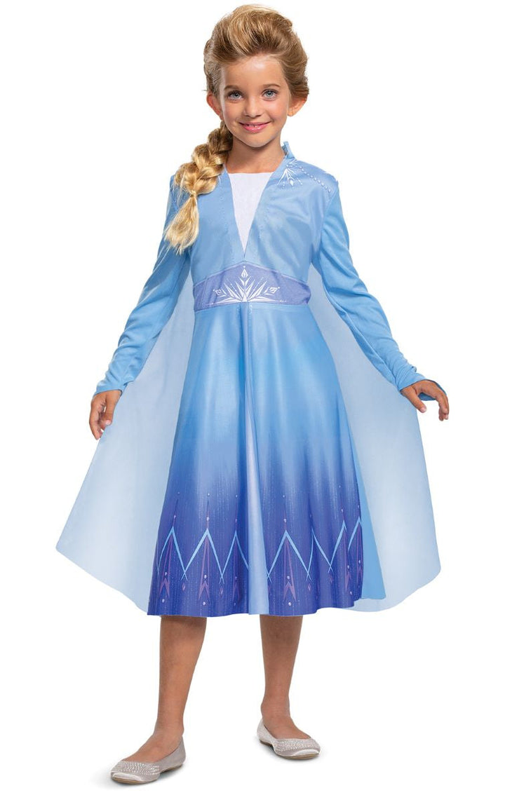 Elsa Travelling Frozen Costume Child Disney Blue Dress Cape_1