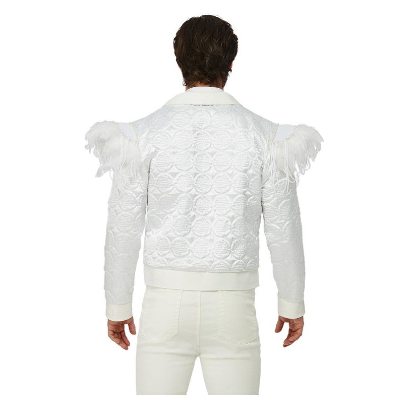 Elton John Quilted Jacket Feather Shoulders Adult White 2
