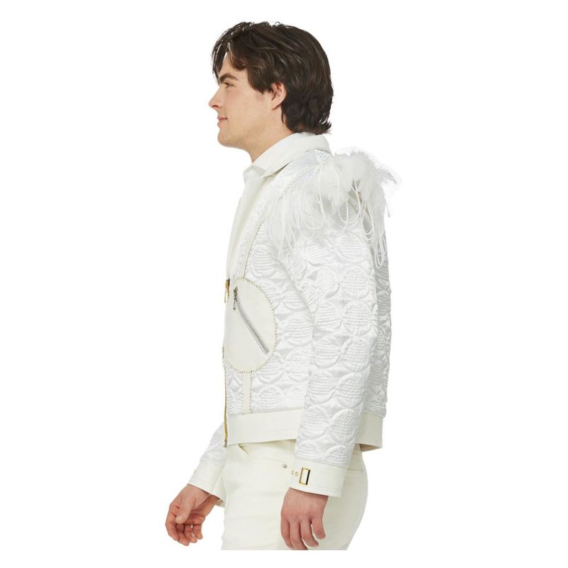 Elton John Quilted Jacket Feather Shoulders Adult White 3