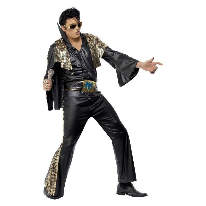 Elvis Costume Adult Black Gold Jumpsuit 1