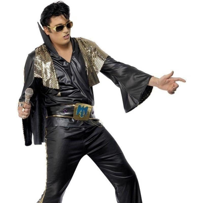 Elvis Costume Adult Black Gold Jumpsuit_1