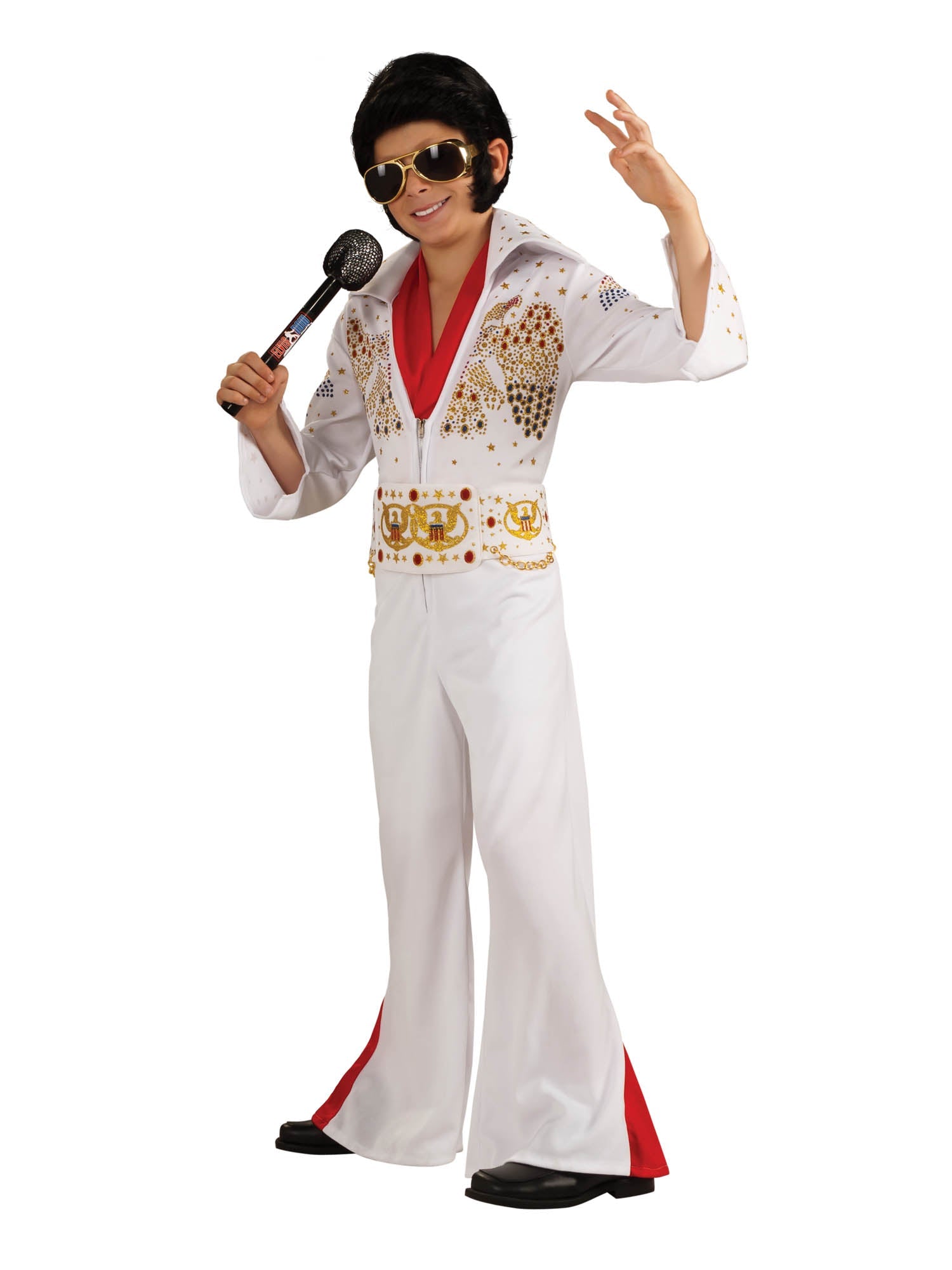 Elvis Costume Kids Deluxe White Jumpsuit 1