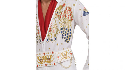 Elvis White Suit Costume Mens Deluxe Jumpsuit 3