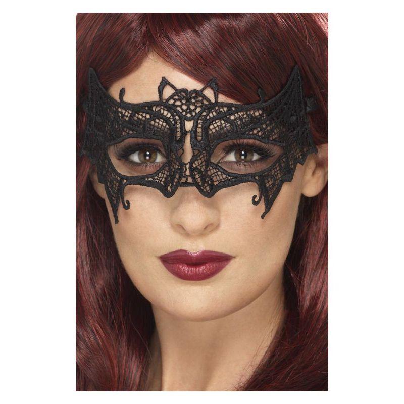 Embroidered Lace Filigree Bat Eyemask Black 1