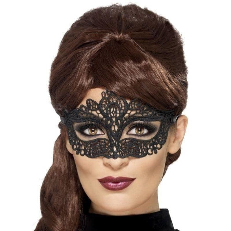 Embroidered Lace Filigree Eyemask Adult Black Masquerade Costume Accessory 2