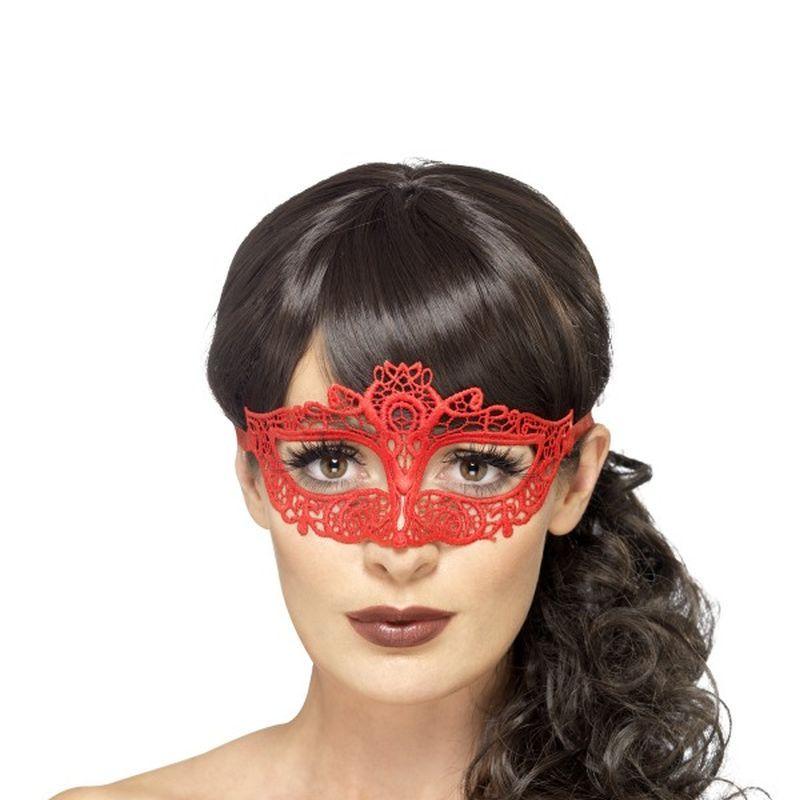 Embroidered Lace Filigree Eyemask Adult Red 1