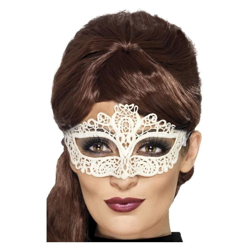 Embroidered Lace Filigree Eyemask Adult White 2