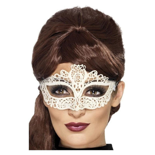 Embroidered Lace Filigree Eyemask Adult White 2