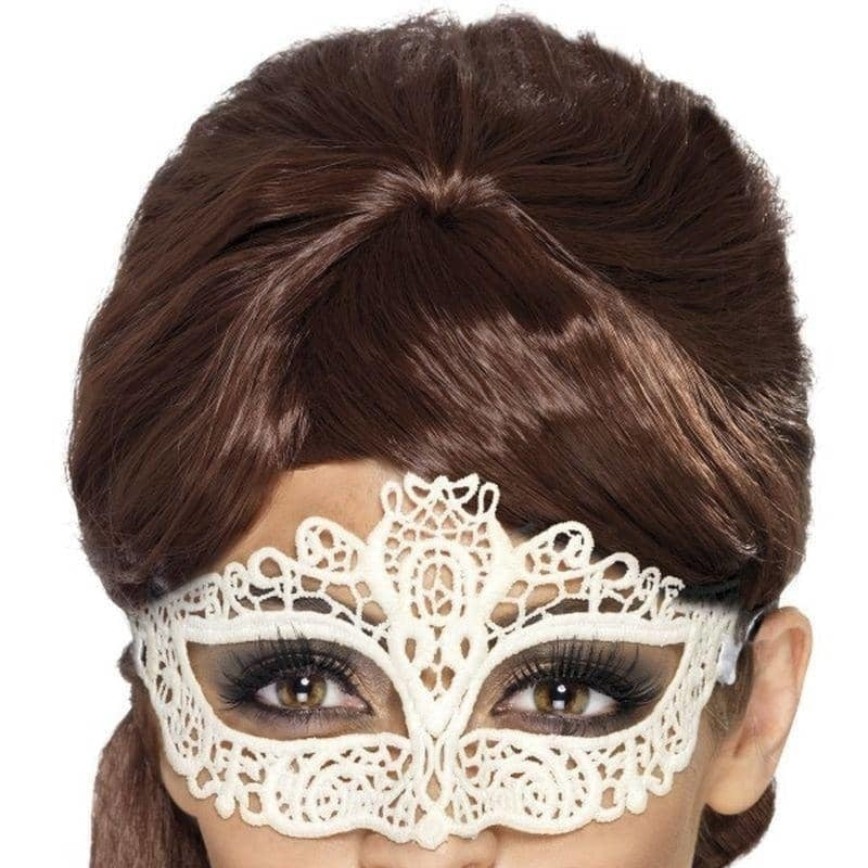 Embroidered Lace Filigree Eyemask Adult White 1