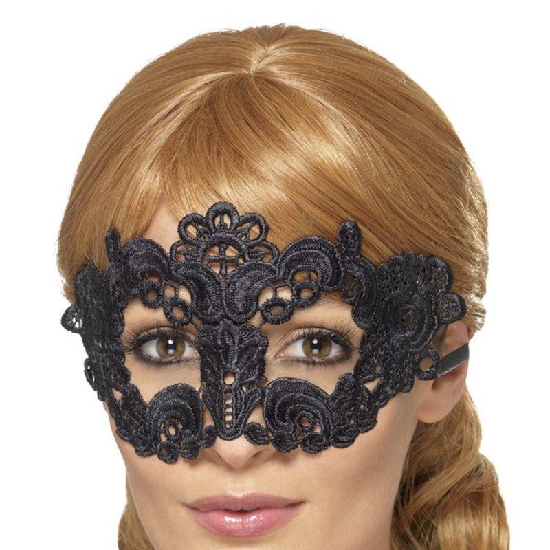 Embroidered Lace Filigree Floral Eyemask Adult Black 1