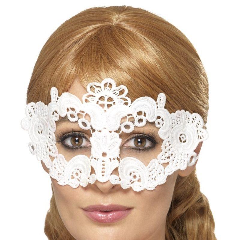 Embroidered Lace Filigree Floral Eyemask Adult White 1