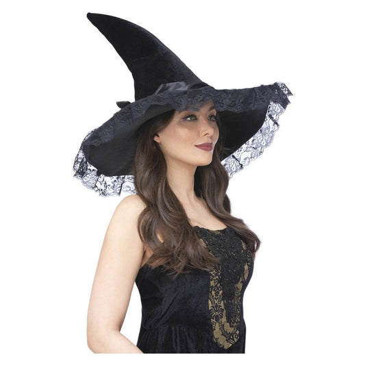 Enchantress Black Lace Witch Hat Adult Halloween Costume Accessory 1