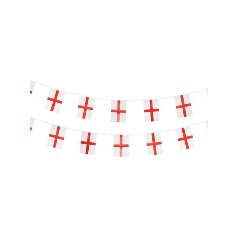 England Flag Rectangle Bunting Plastic White Red 10 Metres 1