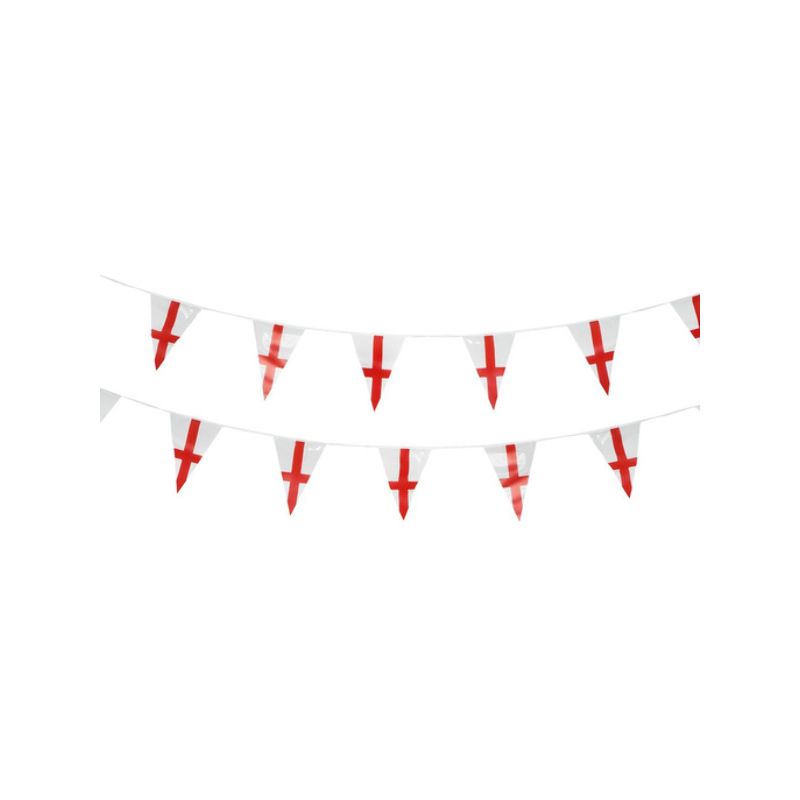 England Flag Triangle Bunting Plastic Adult White Red 10 Metres 1
