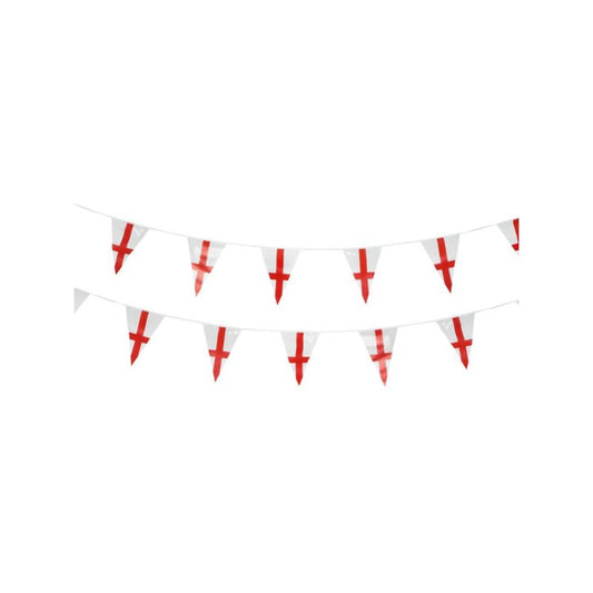 England Flag Triangle Bunting Plastic Adult White Red 10 Metres 1