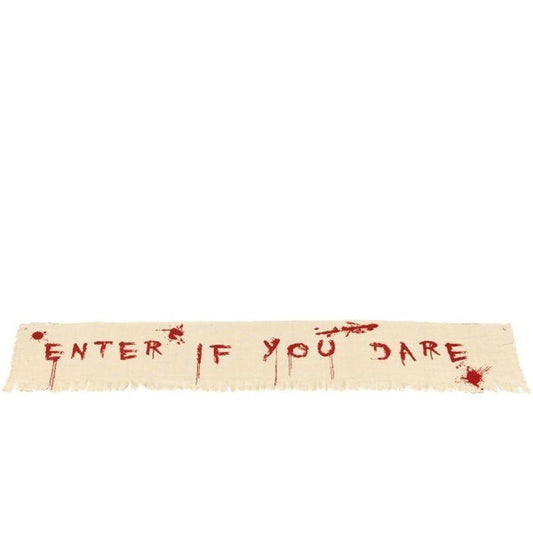 Enter If You Dare Bloody Banner Decoration Adult Natural Red 1