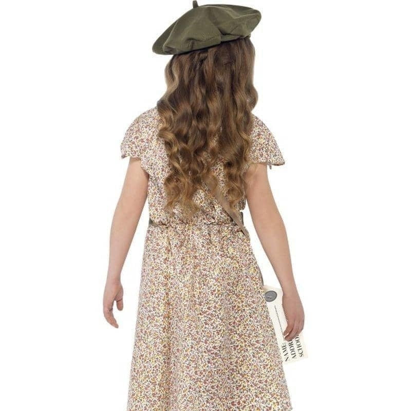 Evacuee Girl Costume Kids Paisley Dress Satchel Beret ID Tag 2