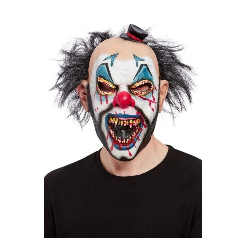 Evil Clown Overhead Mask Latex Black Hair 1